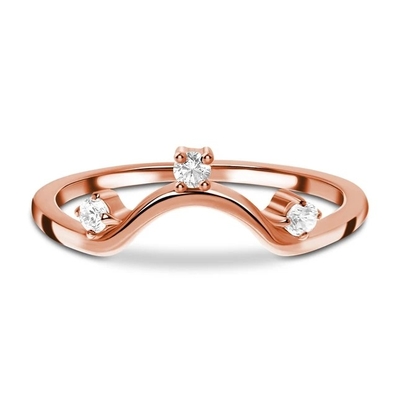 14K Rose Gold Real Diamond Jewellery, vraie fantaisie ronde Diamond Anniversary Rings