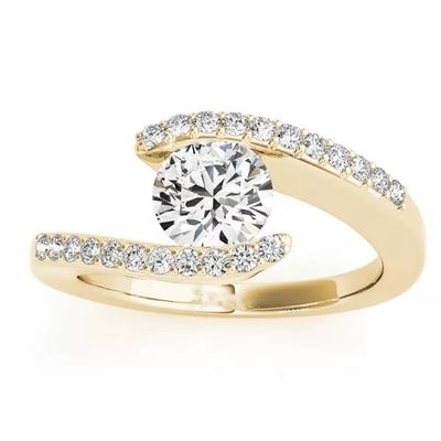 bague à diamant d'engagement d'or jaune de la bague de fiançailles 14k de diamant pour des femmes