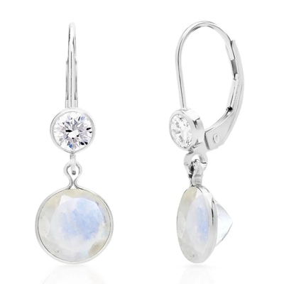 Boucle d'oreille fine de conception de Zircon de bijoux de vente en gros de bijoux blancs de Moonstone