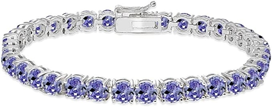 24,70 CTW Tanzanite naturel et bracelet de la CZ en or 14K blanc solide