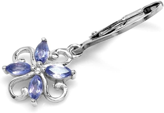0,5 anneaux Sterling Silver Ring Jewelry de JewelersClub Tanzanite de conception de fleur de branche de carat avec l'accent blanc de la CZ
