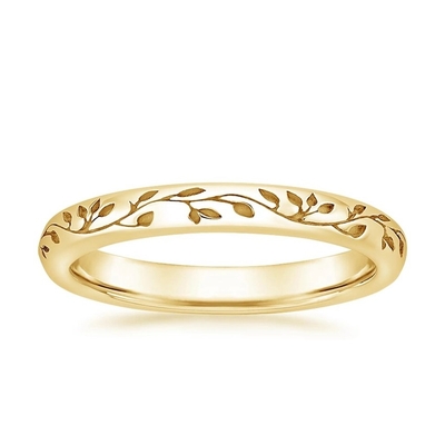 Les feuilles et les vignes gravées à travers l'intégralité de la nature ont inspiré l'or de Ring With 9K