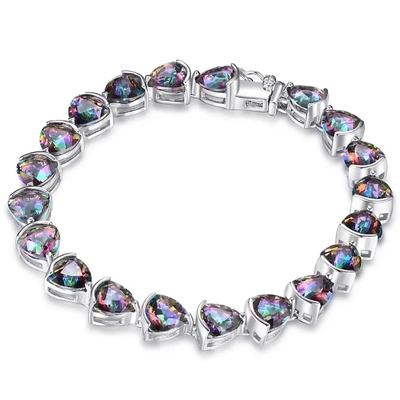 Vente en gros 925 Sterling Silver Trillion Cut Mystic Topaz Tennnis Bracelet