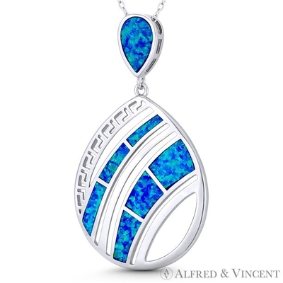 Charme Opal Jewelry grec de clé de baisse de larme 47x27mm 925 Sterling Silver Rhodium