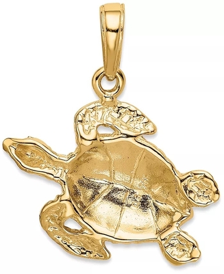 Le pendant de charme de perle de tortue de mer a adapté l'euro style en or 14k jaune