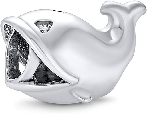 Perle de pêche nautique de charme de baleine de mer d'océan pour des femmes pour de l'adolescence oxydées .925 Sterling Silver Fits European Bracelet