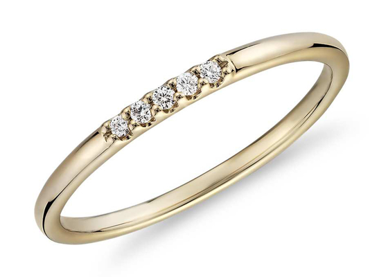 anneau d'or de 0.05ct 5pcs 9K 2MM avec le diamant naturel pour l'ODM d'engagement