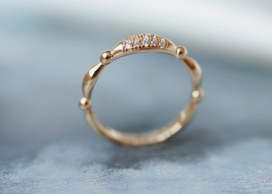 ODM d'OEM de 14K Rose Gold Real Diamond Jewellery Ring Dainty pour épouser