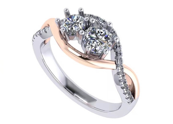 ODM romantique du carat argenté 2 Tone Color de l'anneau 9 de la coupe ronde 9K pour le mariage