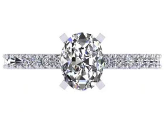 Taille ovale du poids OV8×6MM de Diamond Ring 2.45g de carat de la coupe ronde 1,5 pour l'engagement