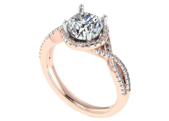 Clarté de moyenne de la coupe ronde 18K Rose Gold Ring For Engagement S11 SI2 VS1