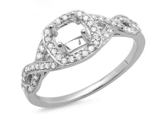 les anneaux de bâti de l'or 14k blanc de 0.38ct 1.3mm semi amortissent la coupe pour l'anniversaire