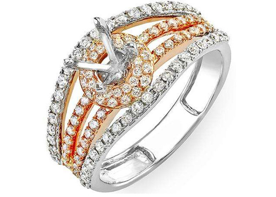 Deux ODM matériel d'or de l'anneau 14K de bijoux de bâti du ton 0.80ct semi pour l'engagement