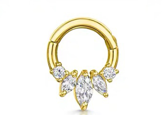 Clicker d'or de Marquise Cut 14K perçant la griffe quatre plaçant le type pour le nez de Daith de septum