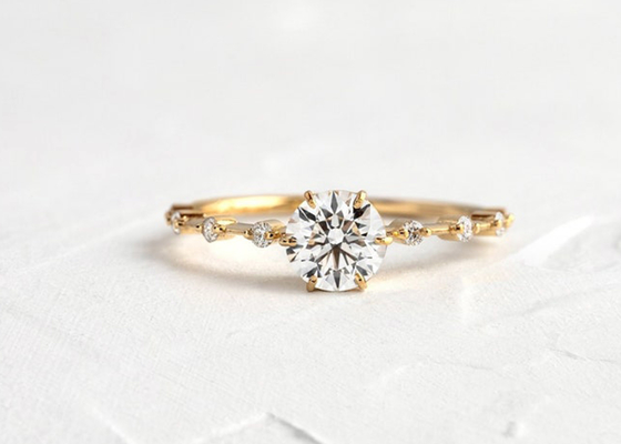 1.0ct Moissanite Diamond Rings, ODM coupé rond des bagues de fiançailles 6.5MM