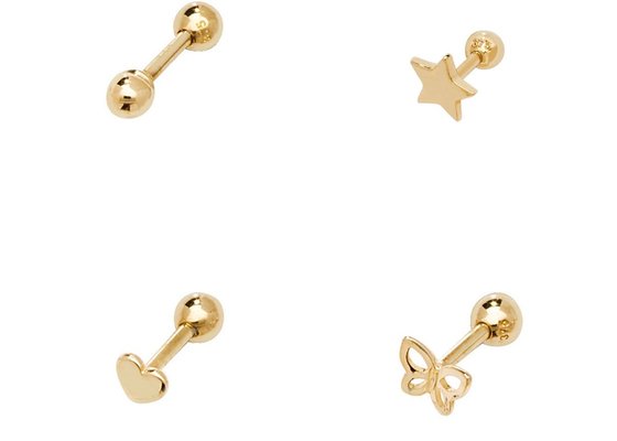 Vissez de retour les boucles d'oreille de l'or 9K pour le cartilage pour le mariage de fiançailles