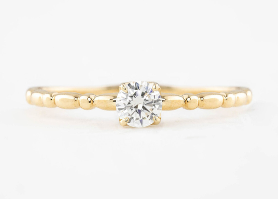 Or Ring With Solitaire Diamond, ODM de 6MM de 0.8ct Moissanite Diamond Rings