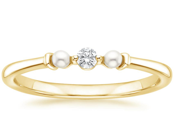 ODM de taille de perle et de Diamond Wedding Ring 2mm de l'or 14K jaune