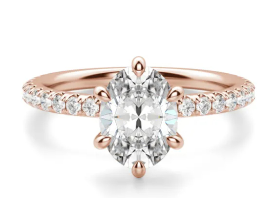La fourche a placé le type pierre de Ring Rose Gold Material With 1.5carat 6×8mm d'argent de 9k