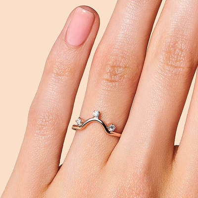 14K Rose Gold Real Diamond Jewellery, vraie fantaisie ronde Diamond Anniversary Rings