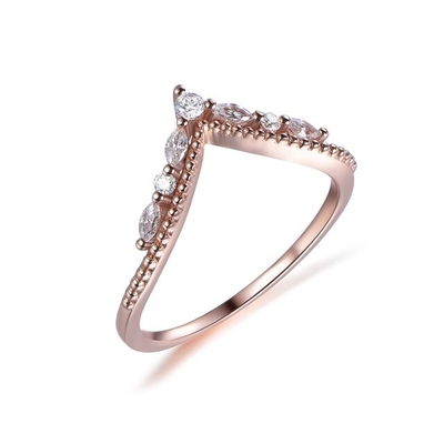 Bijoux en or rose 14 carats Bague de fiançailles pour femme Diamant rond poire