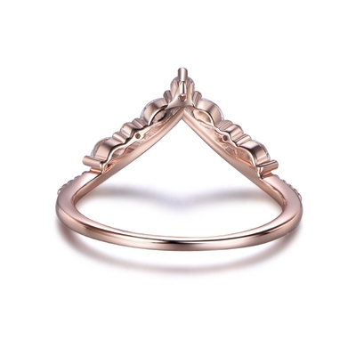 Bijoux en or rose 14 carats Bague de fiançailles pour femme Diamant rond poire
