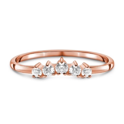 Vraie coupe Diamond Wedding Rings Brilliant 14K Rose Gold Jewelry