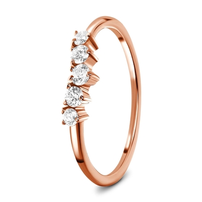 Vraie coupe Diamond Wedding Rings Brilliant 14K Rose Gold Jewelry