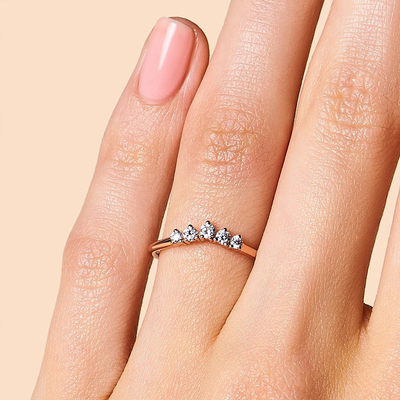 Vraie coupe Diamond Wedding Rings Brilliant 14K Rose Gold Jewelry