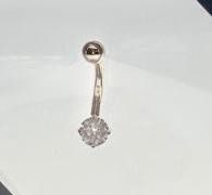 Bijoux solides de corps de Ring With Real Diamond 16g de nombril de l'or 14k
