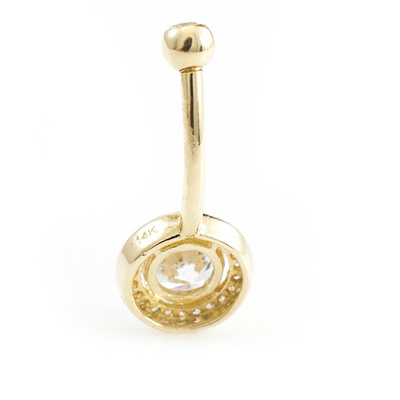 Bijoux solides de corps de Ring With Real Diamond 16g de nombril de l'or 14k