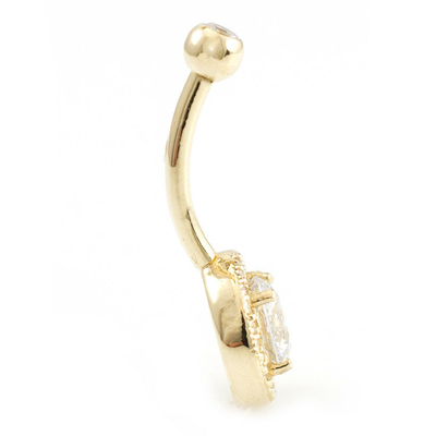 Bijoux solides de corps de Ring With Real Diamond 16g de nombril de l'or 14k
