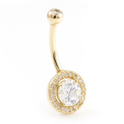 Bijoux solides de corps de Ring With Real Diamond 16g de nombril de l'or 14k