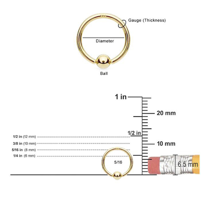 Lèvres perçantes de Ring Hoop Cartilage Nose Eyebrow de mamelon d'or des bijoux 14K