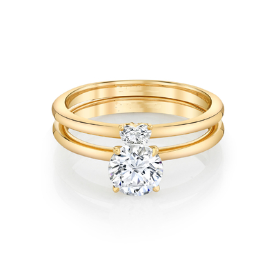 Engagement jaune Ring Set Heart Cut de Moissanite d'or massif de bijoux à la mode