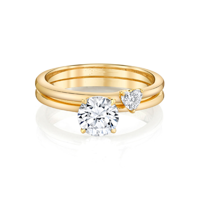 Engagement jaune Ring Set Heart Cut de Moissanite d'or massif de bijoux à la mode