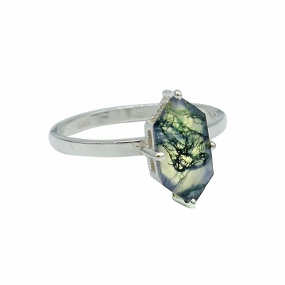 Cadeau naturel de bijoux de mariage de fiançailles de gemmes de vert d'anniversaire de Moss Agate 925 Sterling Silver Pendant Necklace For