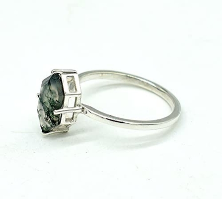Boucles d'oreille pour des femmes, bijoux verts de mariage de fiançailles de gemmes de femmes naturelles de Moss Agate 925 Sterling Silver Stud Earrings For
