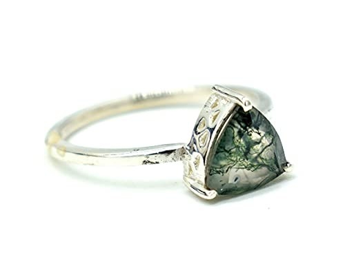 Moss Agate Emerald Ring Set, anneau de mariage de promesse de cadeau de bijoux d'anniversaire