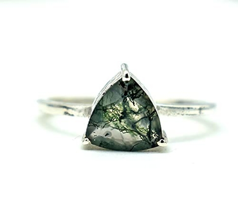 Moss Agate Gemstone Ring véritable, Moss Agate Ring vert, bel anneau, Moss Agate Ring