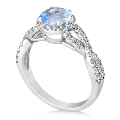 Les bijoux CZ de Sterling Silver Round Cut Moonstone ont tordu l'engagement Ring Birthday Moonstone Gemstone Jewelry