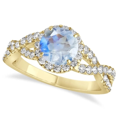 Les bijoux CZ de Sterling Silver Round Cut Moonstone ont tordu l'engagement Ring Birthday Moonstone Gemstone Jewelry
