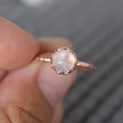 925 bijoux d'usine de conception plaqués par or solide unique de Sterling Silver 18K Ring Large Moonstone Ring Fine