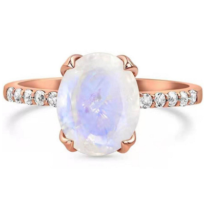 Nouveaux anneaux de Sterling Silver Blue Moonstone Engagement du style 925 autour de Moonstone épousant Ring Set