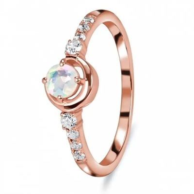 Pierre de la lune 925 argentée sterling et bague de fiançailles savoureuses véritables uniques argentées de promesse de diamant