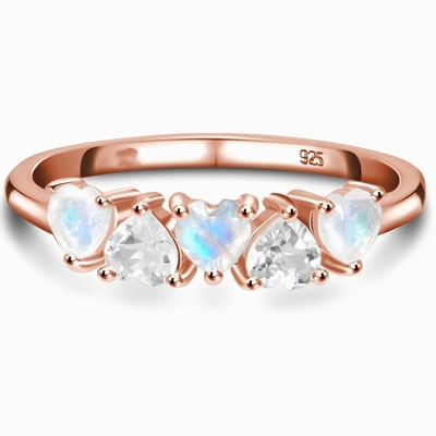 Anneau naturel bleu de 925 Sterling Silver Rainbow Jewelry Moonstone Moonstone