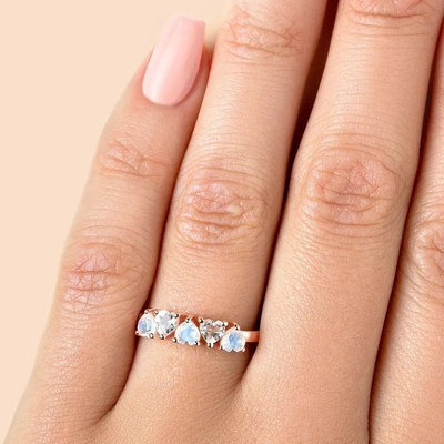Anneau à la mode pour la délicatesse de pierres gemmes de forme de Sterling Silver Moonstone Ring Heart des femmes 925 s'assortissant empilant l'anneau