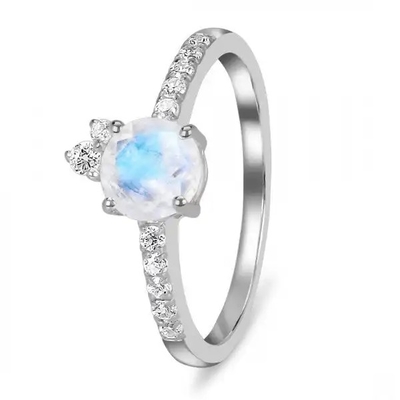 Anneau naturel bleu de 925 Sterling Silver Rainbow Jewelry Moonstone Moonstone
