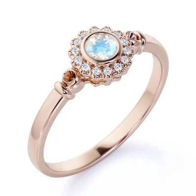 Femmes 925 Sterling Silver Natural Blue Moonstone Ring Moonstone Jewelry Design
