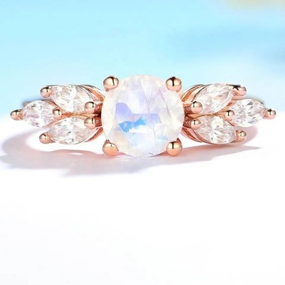 Femmes 925 Sterling Silver Natural Blue Moonstone Ring Moonstone Jewelry Design